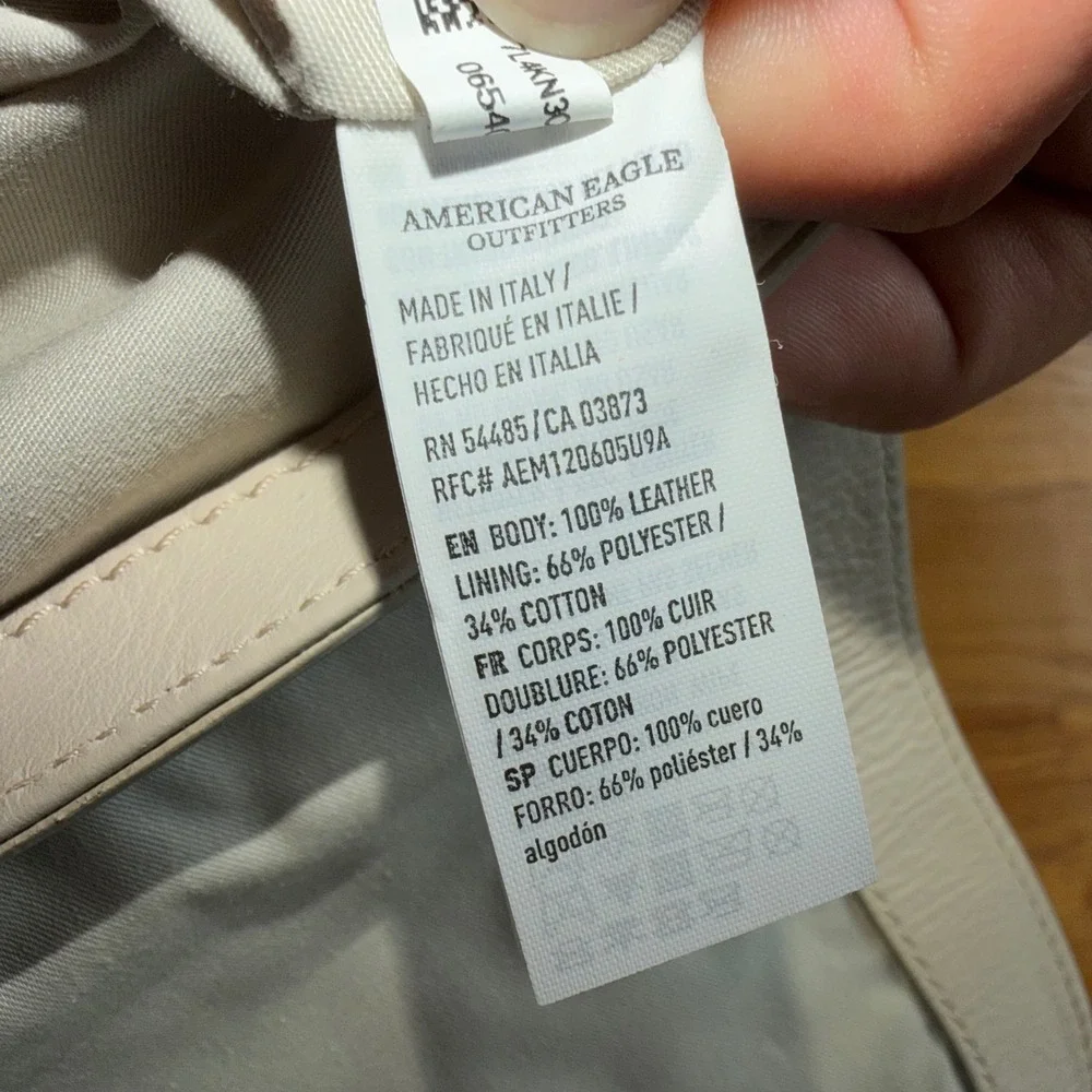 American Eagle Outfitters Cream Genuine Leather Crossbody Bag Made in Italy